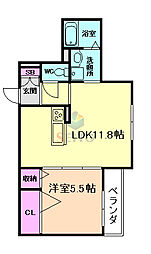アーククレスト豊中駅前 1LDKの間取図画像