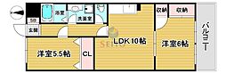 三浦マンション 2LDKの間取図画像
