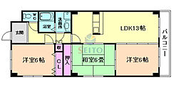日恵ハイツE棟 3LDKの間取図画像
