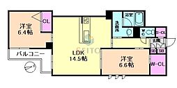 シャーメゾングレイス 2LDKの間取図画像