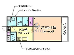 アネックス桜の町B 1Kの間取図画像