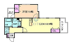 ランティエ豊中 1LDKの間取図画像