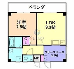 ノアール岡町 1SLDKの間取図画像