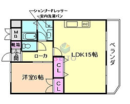 宏栄ハイツ 1LDKの間取図画像