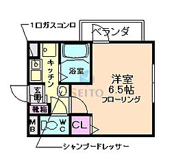 コーポ蛍池東 1Kの間取図画像