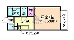 パセオ・グリーンヒルズ 1Kの間取図画像