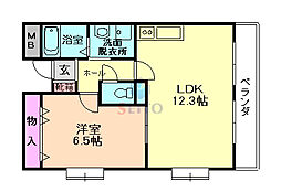 シェモア豊中 1LDKの間取図画像