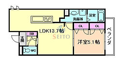 アーククレスト豊中駅前 1LDKの間取図画像