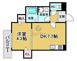 La-Crea豊中本町エアリー 1DKの間取図画像