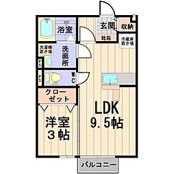 メゾン・エスポワール　C・D 1階1LDKの間取り
