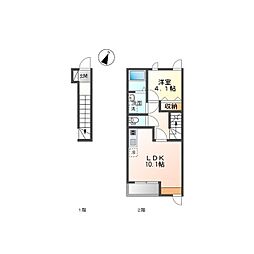 プランドール.Ｉ 2階1LDKの間取り