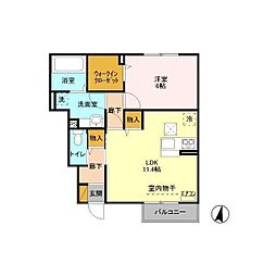 アルヴェアーレII 1階1LDKの間取り