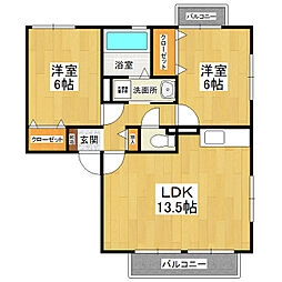 サニーサイド 2LDKの間取図画像