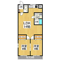飯村不動産第3ビル 2LDKの間取図画像