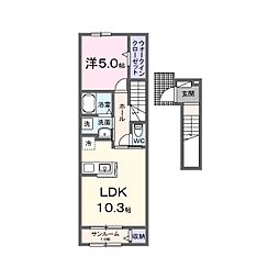 シエル エトワール II 1LDKの間取図画像