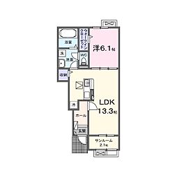 シエル エトワール I 1LDKの間取図画像