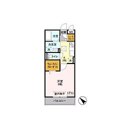 D-RoomAKI 1Kの間取図画像