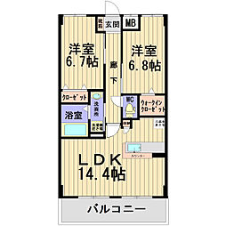 パークサイドレジデンス 2LDKの間取図画像