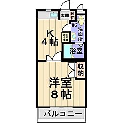 ヒル・サイド・ヴィラC 1Kの間取図画像