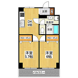 エイブル2 2DKの間取図画像