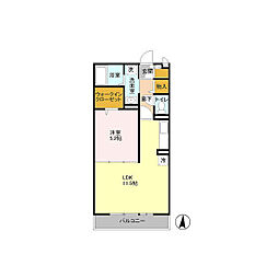 つくばエクスプレス つくば駅 徒歩23分の賃貸アパート 1階1LDKの間取り