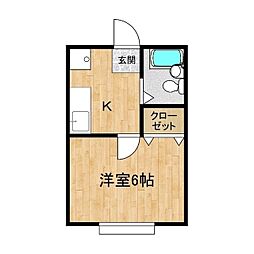 第2早川コーポ 1Kの間取図画像
