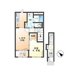つくば市倉掛新築アパート(仮 1LDKの間取図画像