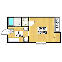 LAX千現 1Kの間取図画像