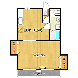 ハミングバードつくば 1LDKの間取図画像