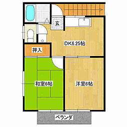 ブリランテ牛久南 2DKの間取図画像