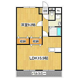 メルヴェイユマンション 1LDKの間取図画像
