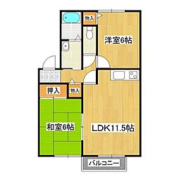 デルプラト 2LDKの間取図画像