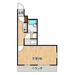 サウザンドリーフB棟 1Kの間取図画像