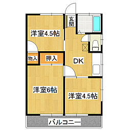 博ハイツ 1階3DKの間取り