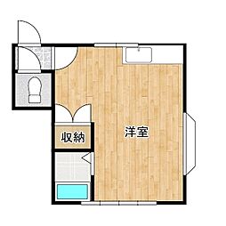 梶進コーポ 1階ワンルームの間取り