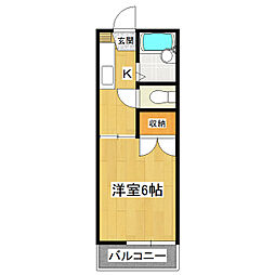 フローラル岡崎 2階1Kの間取り