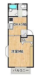 パルティールB 1Kの間取図画像