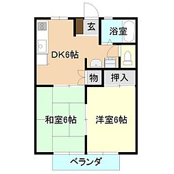 中野ハイツ・B 2DKの間取図画像