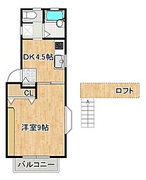 パルティールB 1Kの間取図画像