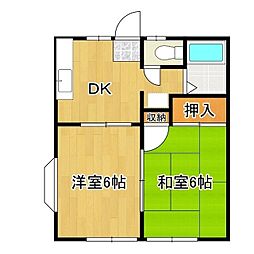 フラワーハイツアミ 2DKの間取図画像