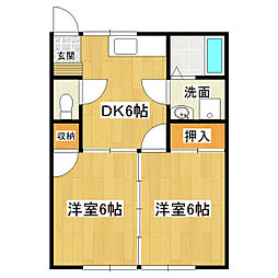 ベルハイツNo.5 2DKの間取図画像