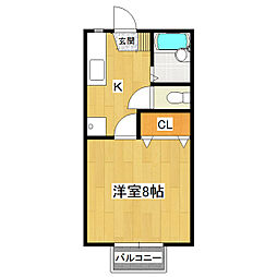 コーポマナカC 1Kの間取図画像
