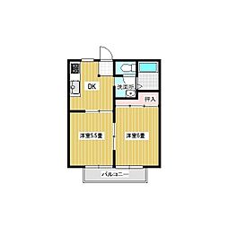 プチプルハイム平台A 2DKの間取図画像