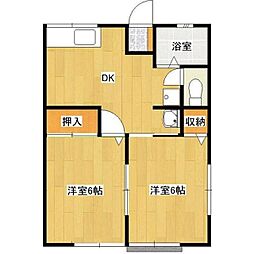 シティハイム川口 2DKの間取図画像