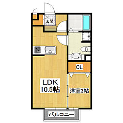 JR常磐線 龍ケ崎市駅 バス10分 馴馬台公民館下車 3.2kmの賃貸アパート 2階1LDKの間取り