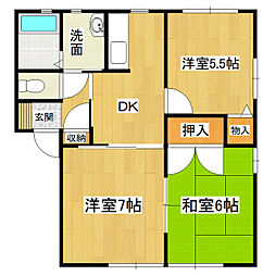 松ケ丘中央ハイツC 3DKの間取図画像