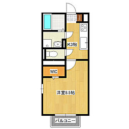 サンセール 1Kの間取図画像
