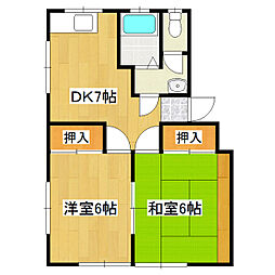 ホルン宮本 2DKの間取図画像