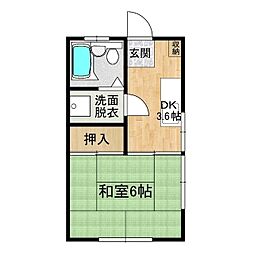 ヴィラ一番館 1Kの間取図画像