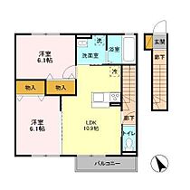 ノールロワールA 203 ｜ 茨城県坂東市沓掛（賃貸アパート2LDK・2階・58.25㎡） その2